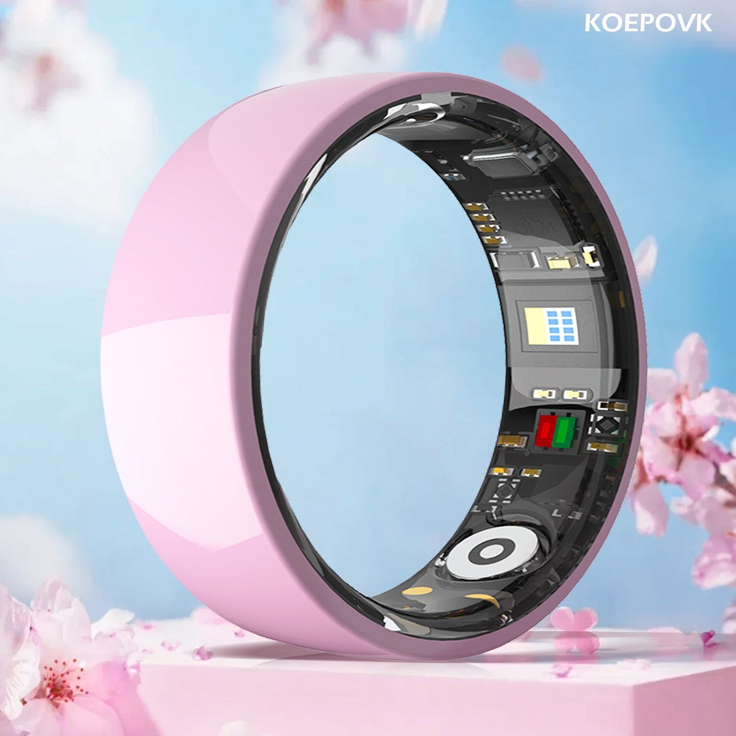 Rose Quartz Aura Ceramic Ring