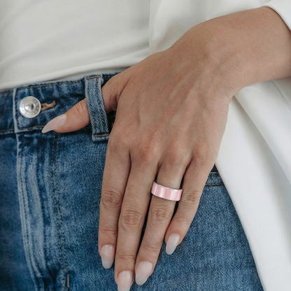Rose Quartz Aura Ceramic Ring
