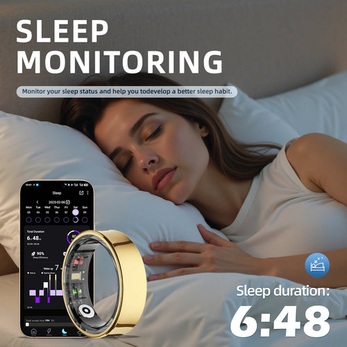 2026 Smart Health Ring with HRV, Heart Rate & Sleep Tracking – 10ATM Waterproof, Remote Control